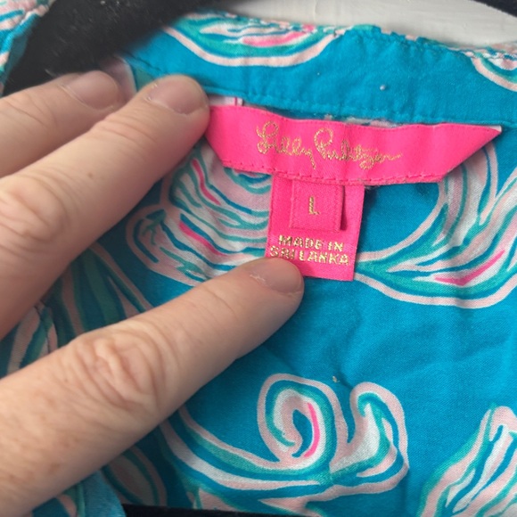 Lilly Pulitzer Teal and Pink Swim Coverup EUC Sz L - Picture 2 of 5